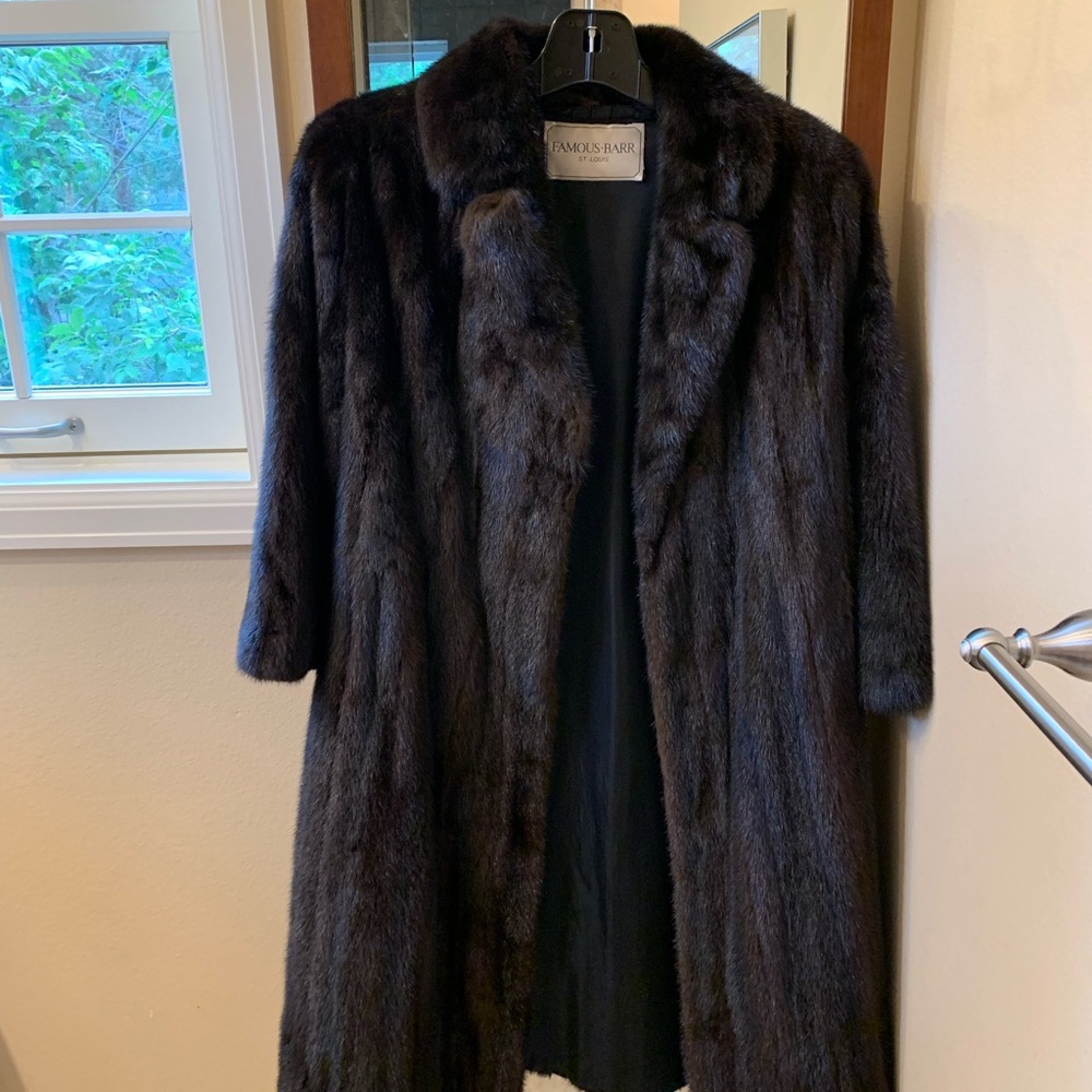 Famous Barr full length mink mahogany coat